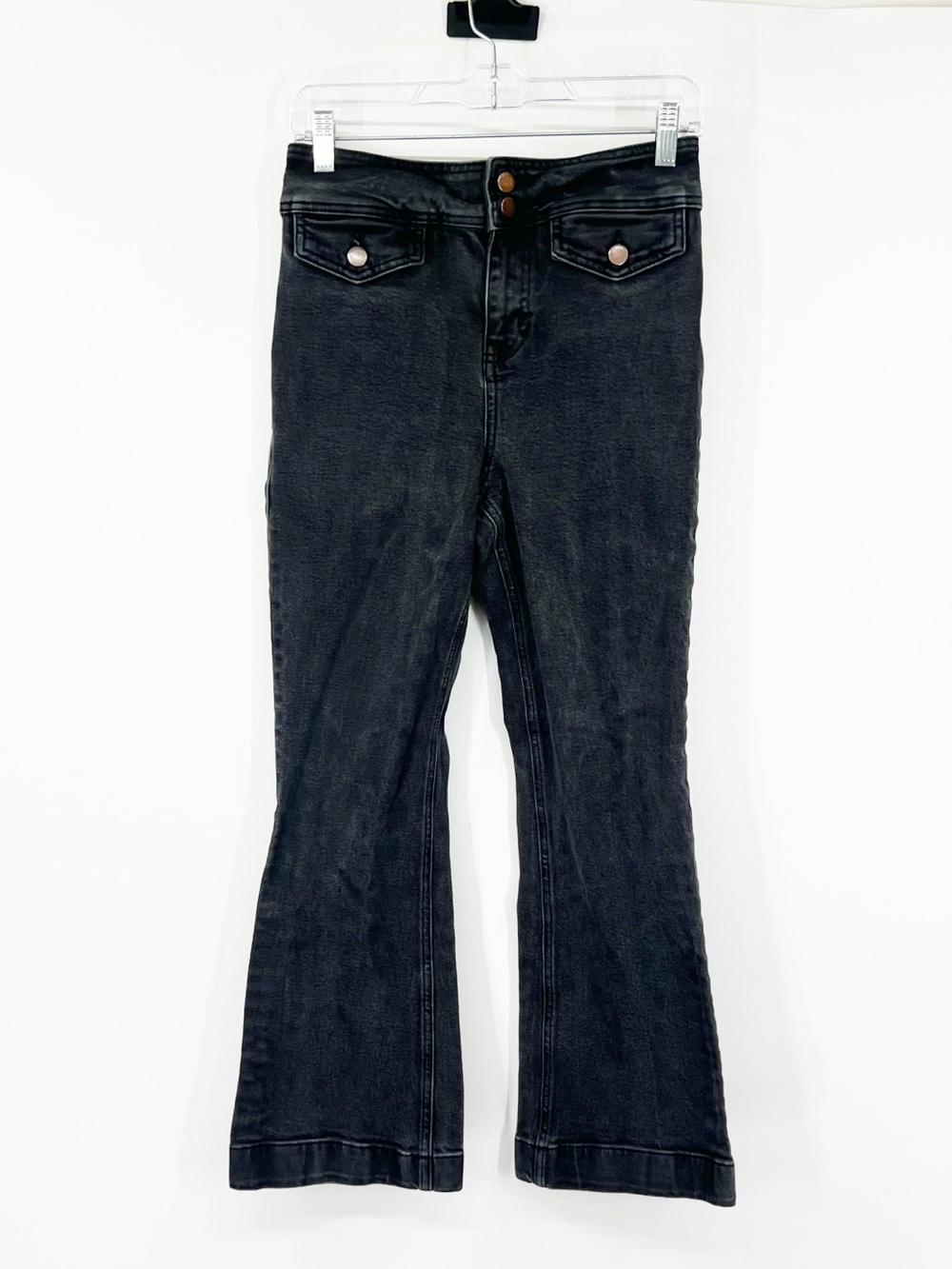Boden High Rise Bootcut Jeans Button Detail